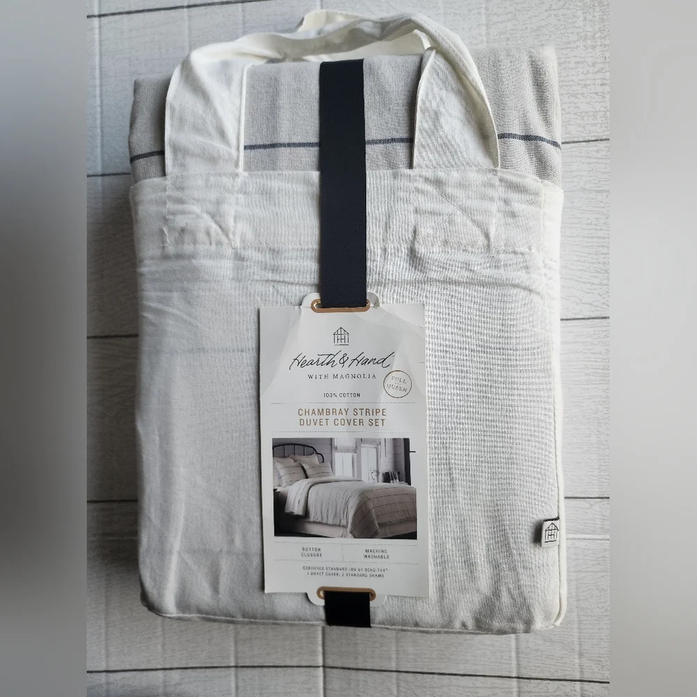 Hearth & Hand with Magnolia Chambray Stripe Duvet Cover Set Full/Queen